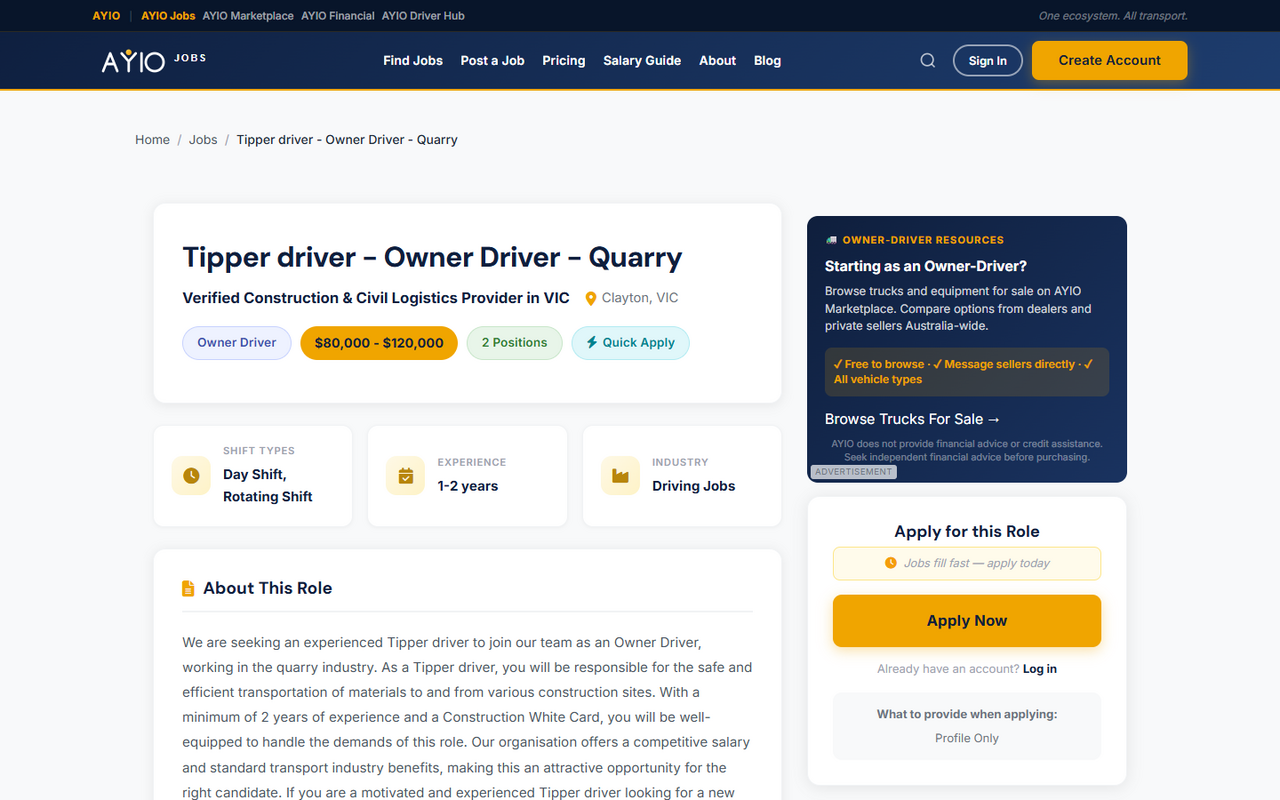 AYIO Jobs — transport & logistics job board