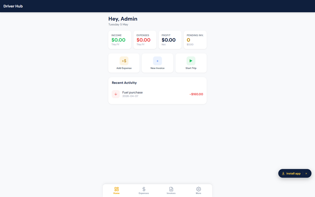 AYIO Driver Hub — sign-in for the driver PWA